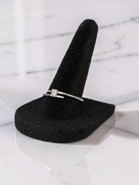 CZ Bypass Band Ring | White Gold Plated | Size 8.5